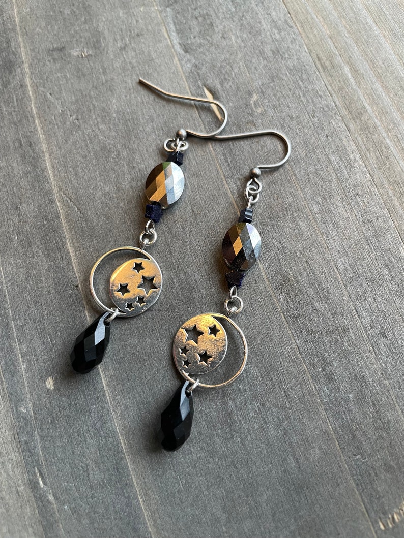 Czech Glass Moon Beaded Earrings image 6