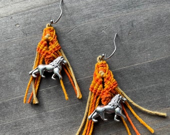 Macrame Hemp Lion Earrings