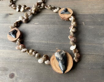 Shell Beaded Sharktooth Necklace