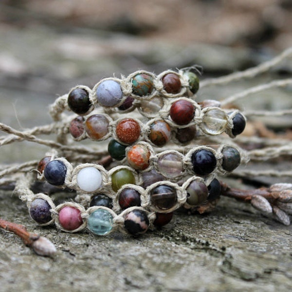 Nature-inspired Hemp Bracelet: Gemstone Boho Hemp Jewelry for an Earthy and Chic Look