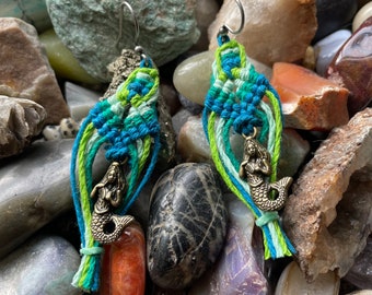 Macrame Hemp Mermaid Earrings