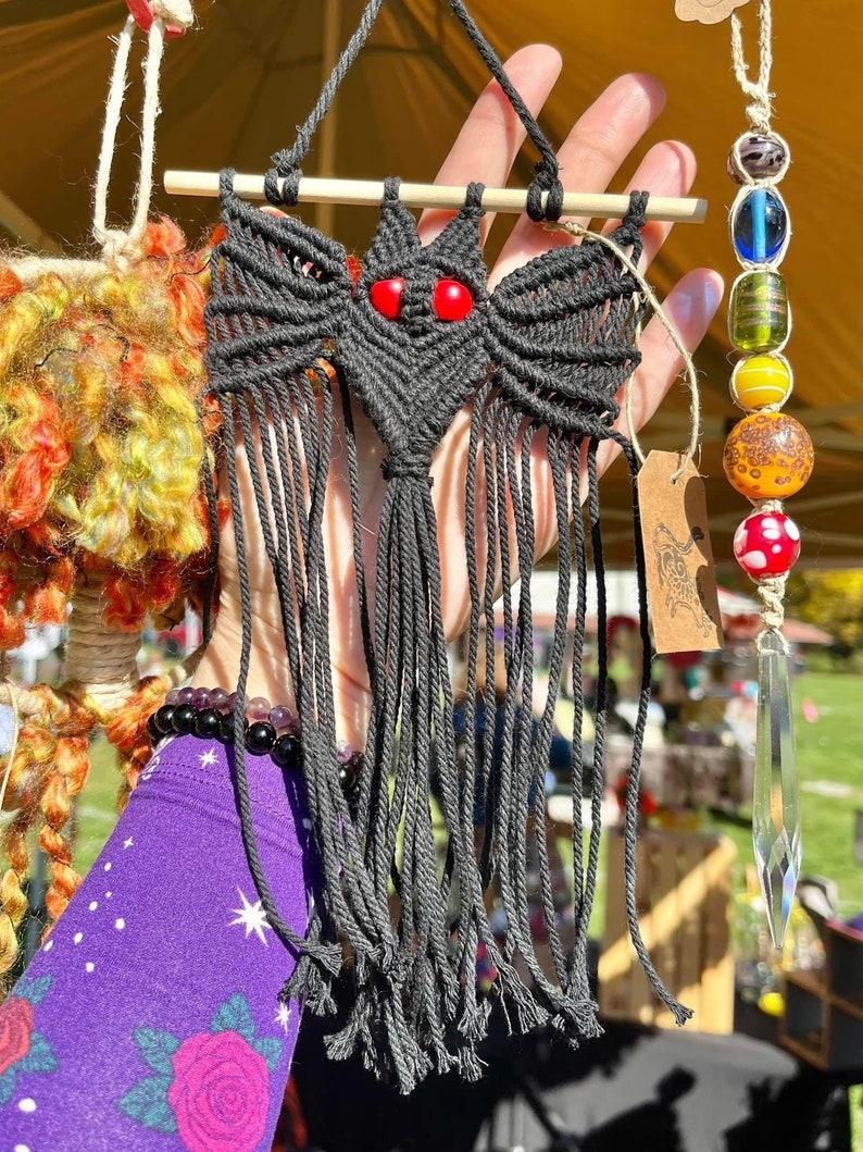 Macrame Wall Decor Mothman Creature image 1