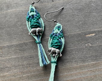 Macrame Hemp Bear Earrings