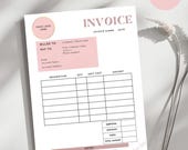 Plantilla de factura editable, formulario de pedido para pequeñas empresas, factura rosa minimalista, factura descarga instantánea, recibo