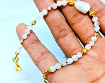 Rainbow Moonstone Bracelet | Handmade Gemstone Jewelry, June Birthstone