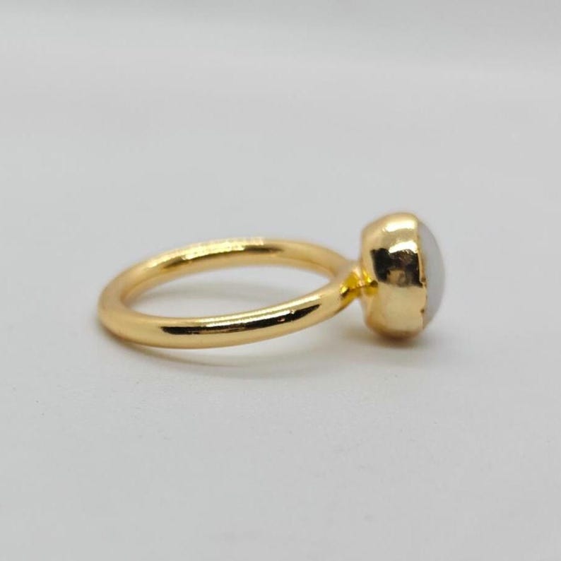 Handmade Natural Pearl Solitaire Ring – Minimalist Gold, Silver, Brass ...