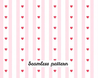 Pastel Pink Hearts Seamless Pattern JPG, Minimalist Valentine Repeat, Girly Fabric Digital Download