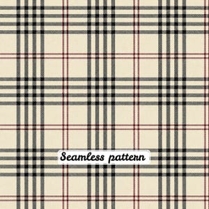 Classic Beige Plaid Seamless Pattern | Vintage Tartan Check Fabric Print | Neutral Cottagecore Textile | Traditional Plaid Digital Paper JPG