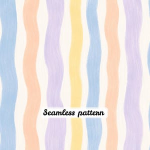 Pastel Wavy Stripes Seamless Pattern, Watercolor Rainbow Stripe Fabric, Modern Nursery Textile, Cottagecore Quilt Cotton Print