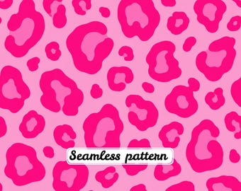 Estampado de leopardo rosa intenso sin costuras | Estampado animal moderno y llamativo | Tela de moda Barbiecore | Papel digital imprimible JPG