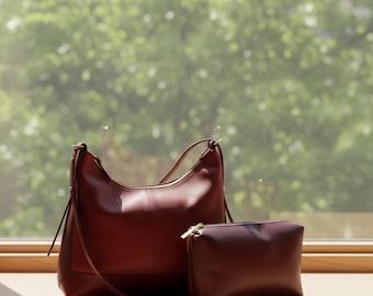 Burgundy Genuine Leather Shoulder Bag – Bold Luxury Statement with Timeless Day to Night Elegance