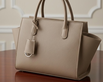 Beige Genuine Leather Shoulder Bag – Soft Neutral Luxury for Effortless Everyday Style