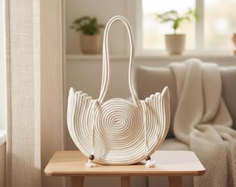White Swan Straw Style Shoulder Bag – Chic Lined Luxury Tote for Summer, Beach & Daily Wear