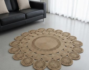 Alfombra Kilim Daisy contemporánea: una elegante renovación redonda para el hogar