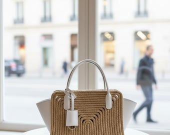 White Natural Straw Handbag – Clean Jute Design Lightweight Summer Purse
