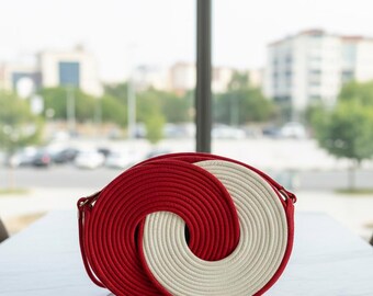 Red Ethnic Straw Bag – Bold Handmade Jute Beach & City Tote