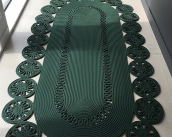 Alfombra de pasillo ovalada gruesa de yute tejida a mano, estilo natural moderno