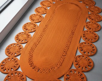 Alfombra contemporánea de yute tejido: alfombra de diseño para interior y pasillo