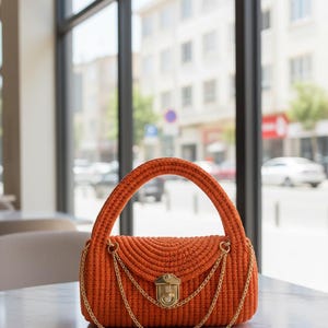 Orange Rope Crossbody Bag - geflochtene Handtasche mit modernem Touch