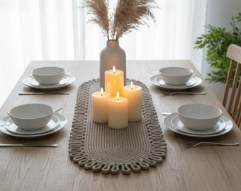 Chemin de table ovale en jute Galaxy – Effet de table en fibres naturelles (30 x 80 cm)