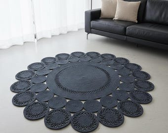 Alfombra de flores de tricot tejida a mano – Redondo, acento decorativo Elite