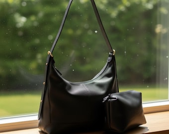 Black Genuine Leather Shoulder Bag – Iconic Luxury Essential for Day & Night Styling