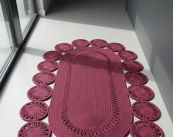 Alfombra de yute tejida a mano exclusiva: ideal para pasillos, vestíbulos y salones.