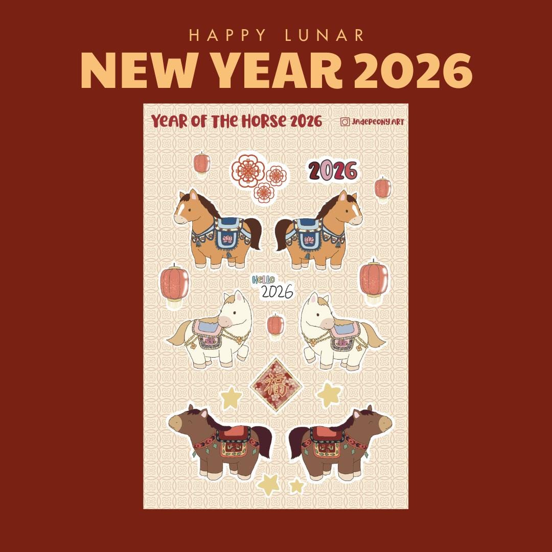 Lunar New Year 2026 Sticker Sheet | Year of the Horse 2026 | Lunar New ...