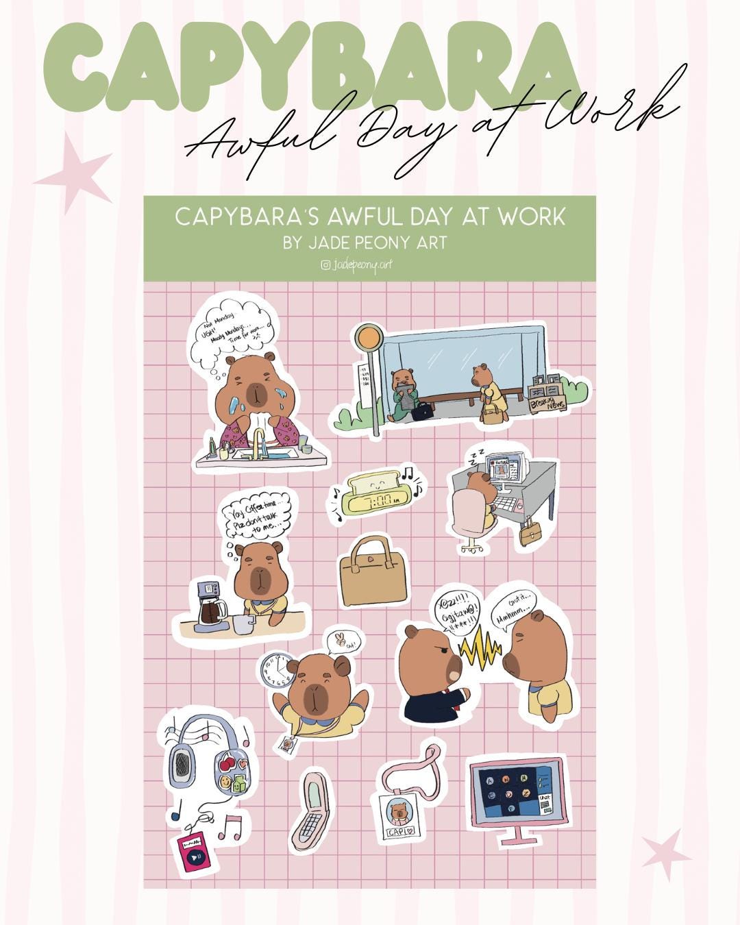 Awful Day for Capybara Sticker Sheet | Corporate Life Stickers - Etsy