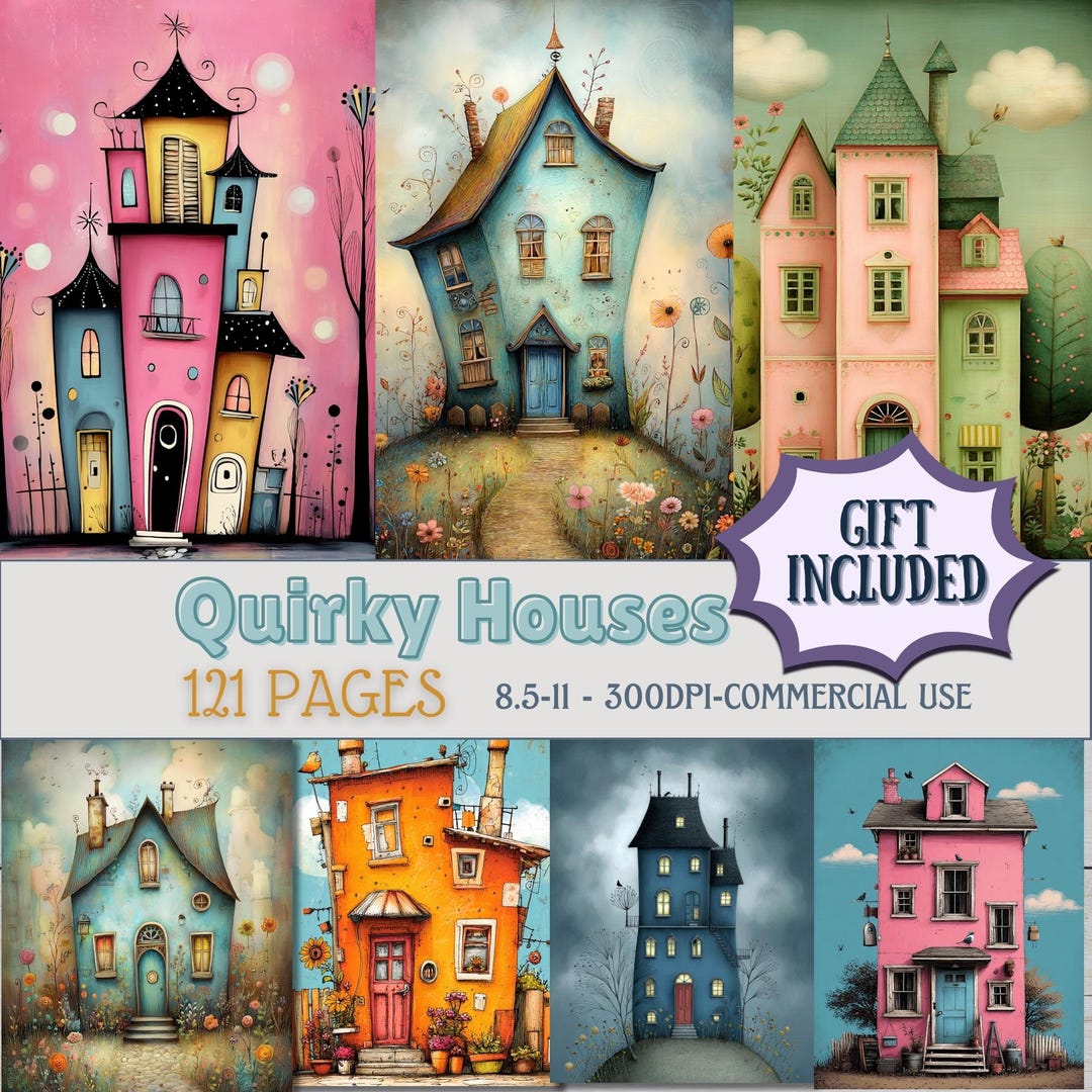 121 Whimsical Houses Junk Journal Pages | Cottage Fairytale Home ...