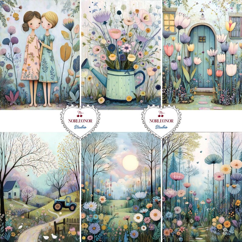 44 Whimsical Spring Junk Journal Pages, Fairytale Cottagecore Printable ...