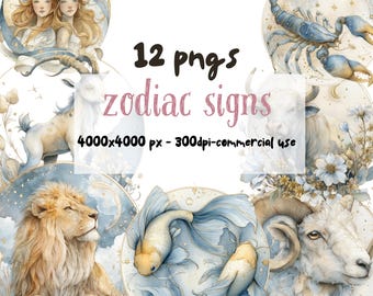 Aquarell Celestial Sternzeichen Clipart 12 PNG