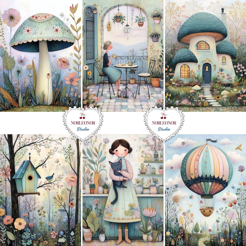 44 Whimsical Spring Junk Journal Pages, Fairytale Cottagecore Printable ...