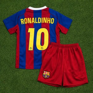 Maillot Foot Barcelone Signé Ronaldinho - Encadré Authentique