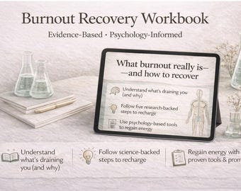Burnout Recovery Workbook with Psychologist-Written Guidance | 14-Day Science-Based Reset | Printable & Digital