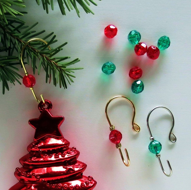 Christmas Ornament Hangers / Hooks Gold Wire W/ Red Etsy
