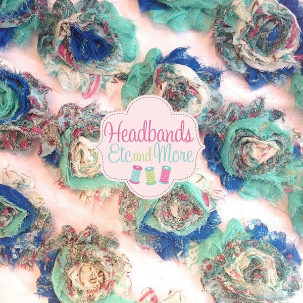 FREE Shipping with 20.00 Order 20freeship 1 full Yard Shabby Rose trim 2-2.5" Blue Peacock Flowers U Choose