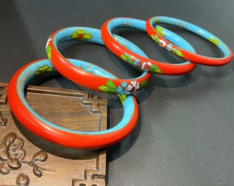 Pulsera china vintage de cloisonné y laca: pieza coleccionable hecha a mano, artesanía de dos fábricas que dura un año, un regalo excepcional de patrimonio cultural para ella.