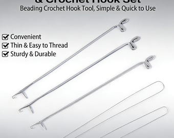 Juego de agujas de crochet con alambre de plomo para abalorios, finas y fáciles de enhebrar, herramientas resistentes y duraderas para hacer joyas y manualidades.