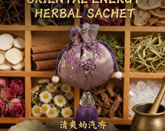 Bolsita de aromaterapia herbal hecha a mano, con energía taoísta bendecida, aromaterapia para aliviar la fatiga para la oficina, el estudio y el coche.
