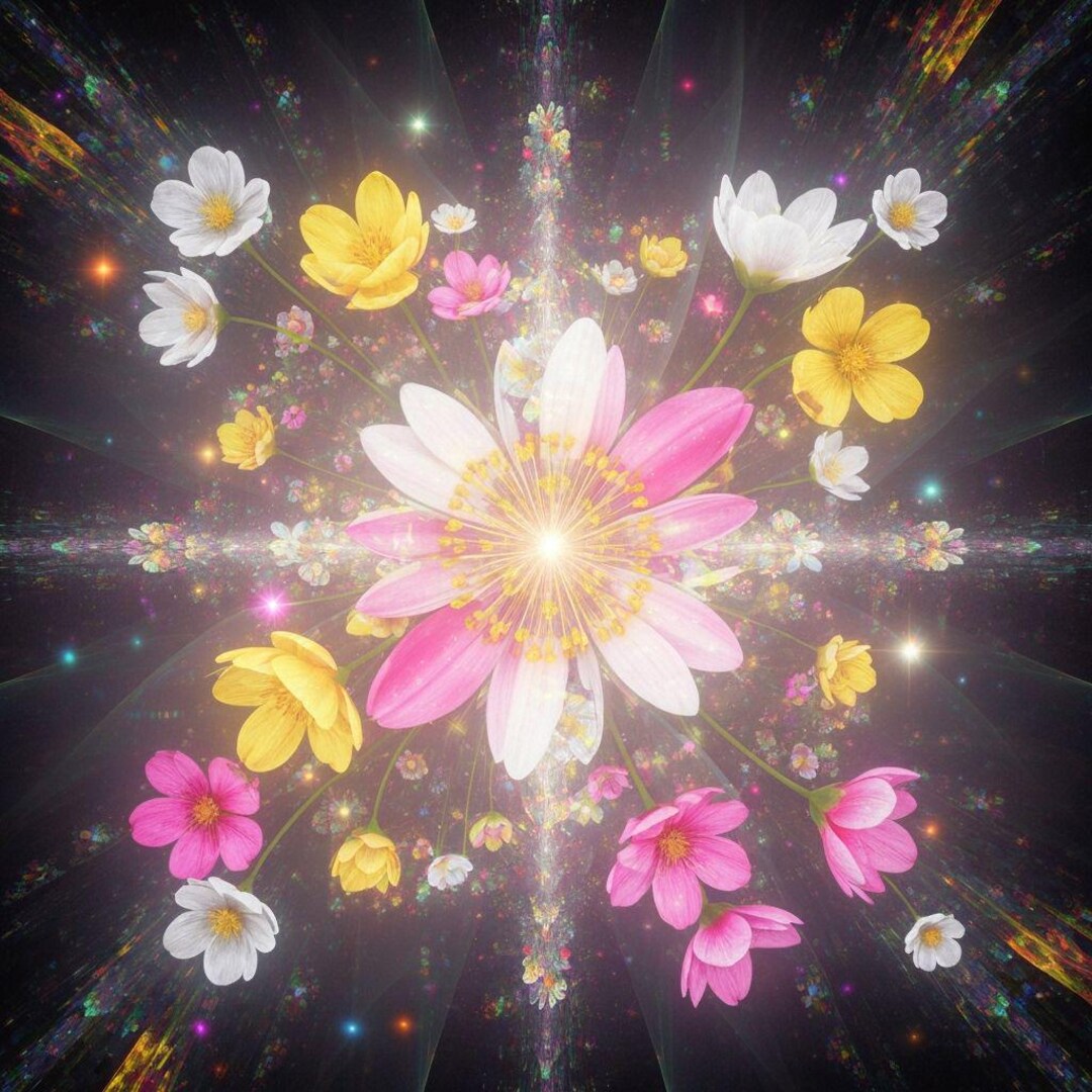 Geometric Spring Fowers Blooming Spring Flowers, Nature, Biophilic Geometry, Digital Download ...