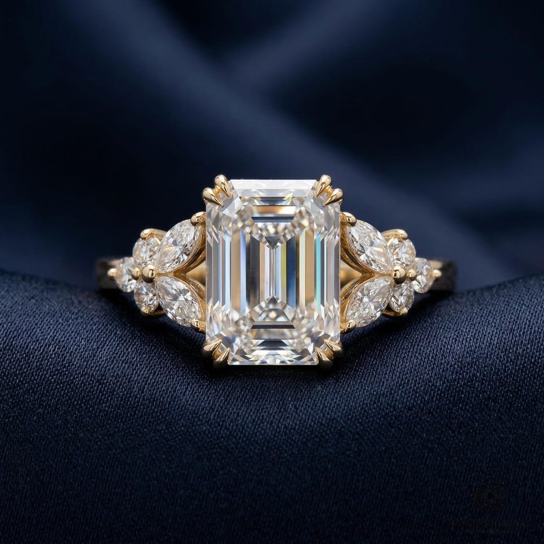 2.50ct Radiant Cut Lab Diamond Engagement Ring, 14K Yellow Gold ...
