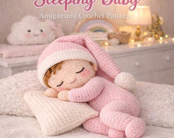 Schema all'uncinetto Amigurumi – Bambola addormentata in pigiama (schema PDF)