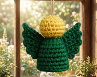 Patrón de adorno de ángel de ganchillo / Ángel navideño amigurumi / Decoración navideña DIY para árbol de Navidad (PDF)