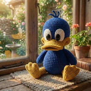 Crochet Royal Blue Duckling Pattern – Amigurumi Plushie (PDF Pattern)