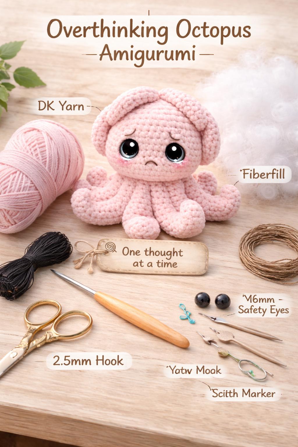 30 Octopus Crochet Patterns for Amigurumi, Plushies, Keychains, and Statement Makes 8 Overthinking Octopus Emotional Support Plush