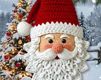 Christmas Crochet Pattern - Santa Ornament - Holiday Home Decor DIY - Easy Crochet Pattern - Digital Download
