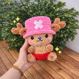 PDF-handledning för Chopper Amigurumi, virkmönster för Anime-plyschleksak, gör-det-själv-docka