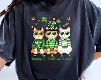 St Patrick’s Day Cat Shirt – Funny Irish Shamrock Cat Tee | Comfort Colors Unisex Lucky Cat Gift