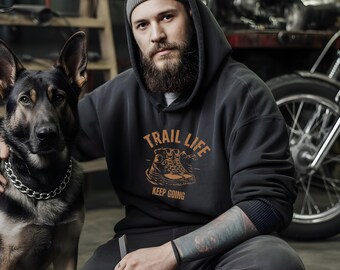 Trail Life Hoodie, Hiking Sweatshirt, Mountain Adventure Gift, Nature Lover Hoody, Outdoor Graphic Sweatshirt, Camping Gear, Keep Going Gift